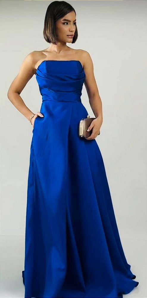 Vestido Sydney azul royal + Clutch Brinde
