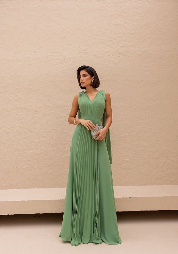 Vestido Rachel verde menta + Clutch Brinde