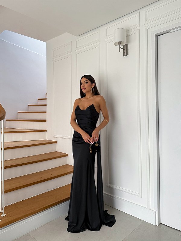 Vestido Cristal preto + Clutch Brinde