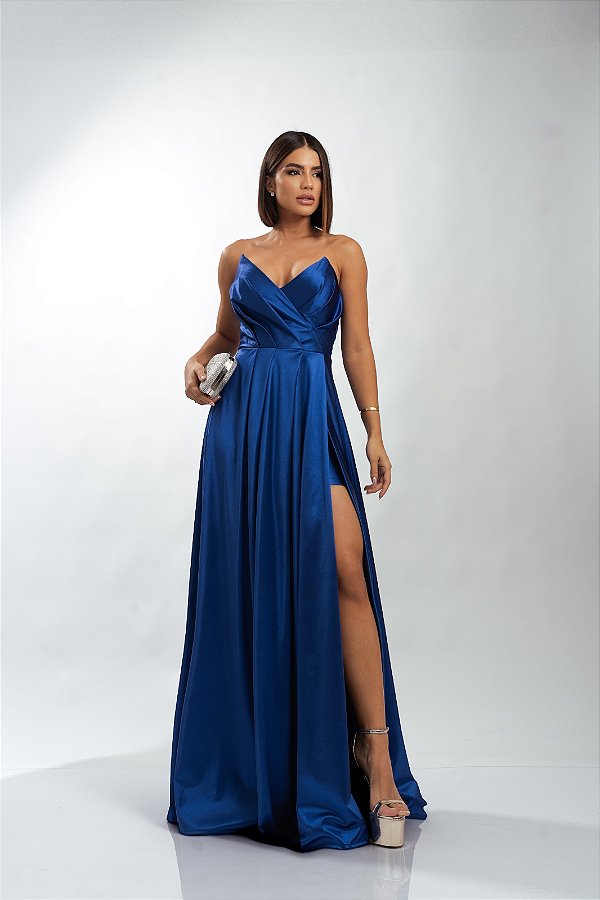 Vestido Atenas azul royal + Clutch Brinde