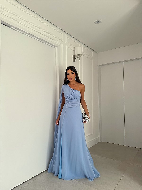 Vestido Francine azul serenity + Clutch Brinde