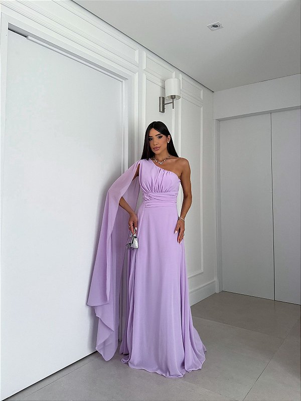 Vestido Francine lilas + Clutch Brinde