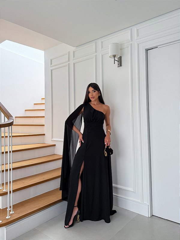 Vestido Francine preto + Clutch Brinde