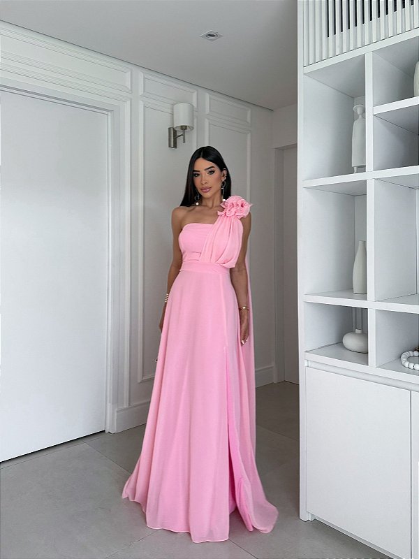 Vestido Alessandra rosa bebe + Clutch Brinde