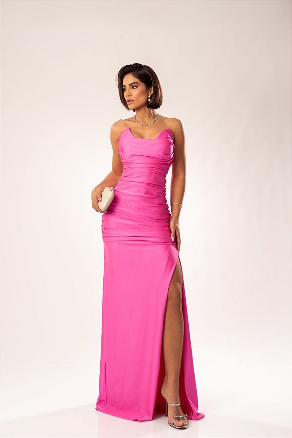 Vestido Liza pink + Clutch Brinde