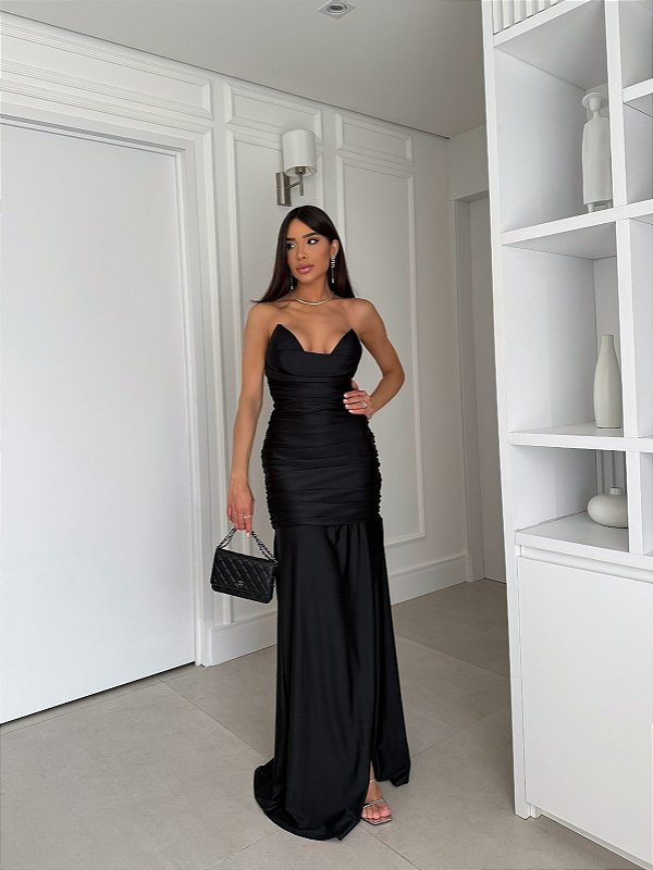 Vestido Liz preto + Clutch Brinde