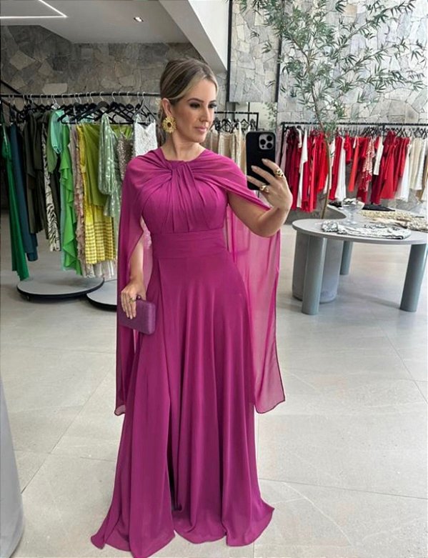 Vestido Lucia fucsia + Clutch brinde