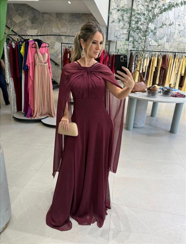 Vestido Lucia marsala + Clutch brinde