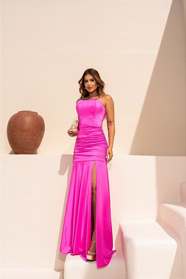 Vestido Lauren pink + Clutch Brinde