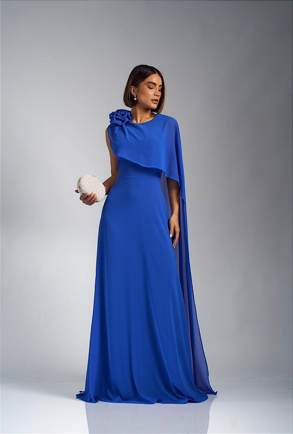 Vestido Mafalda azul royal + Clutch Brinde