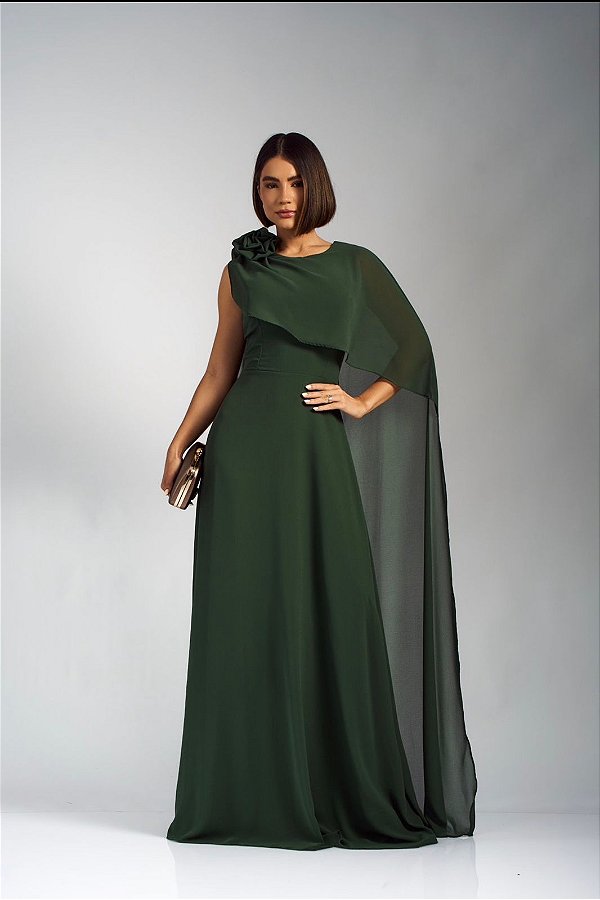 Vestido Mafalda verde oliva + Clutch Brinde