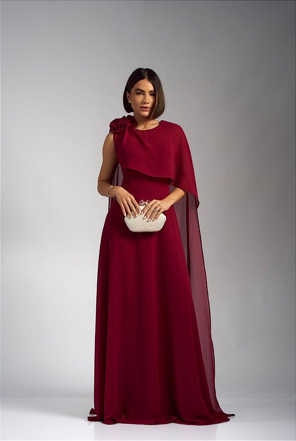 Vestido Mafalda marsala + Clutch Brinde