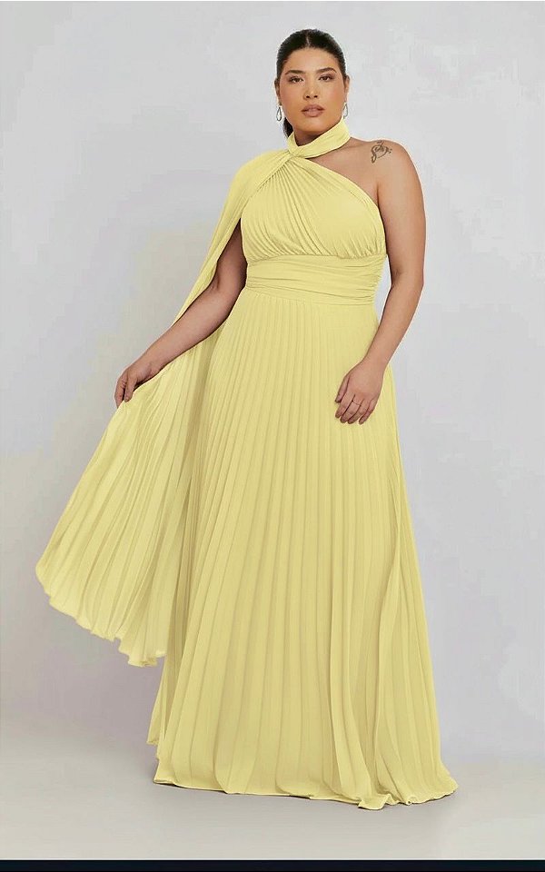 Vestido Gisela amarelo +Clutch Brinde