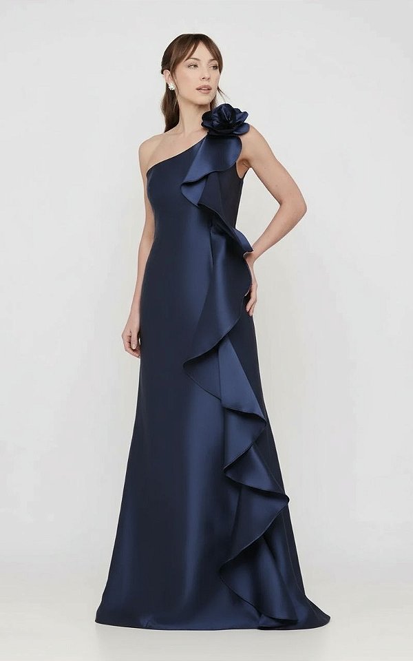 Vestido Giana azul marinho + clutch brinde