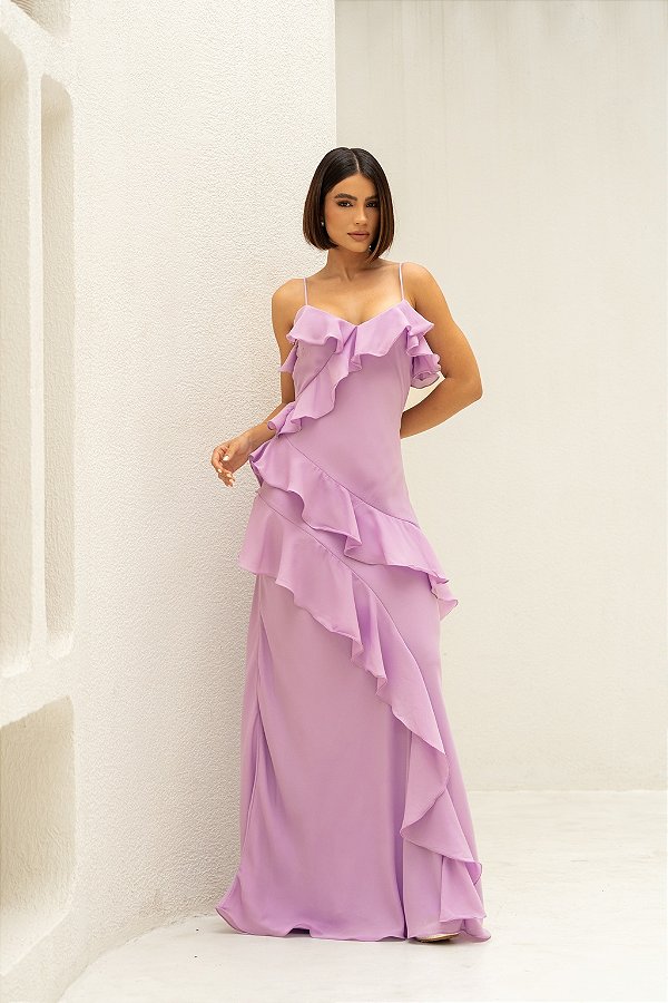 Vestido Lenna lilas + Clutch Brinde