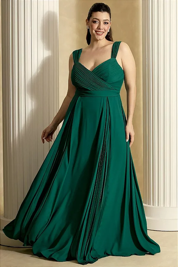 Vestido Lessa verde esmeralda + Clutch Brinde