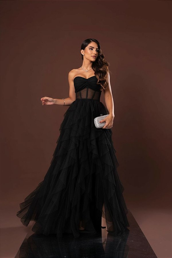 Vestido Holly preto + Clutch Brinde