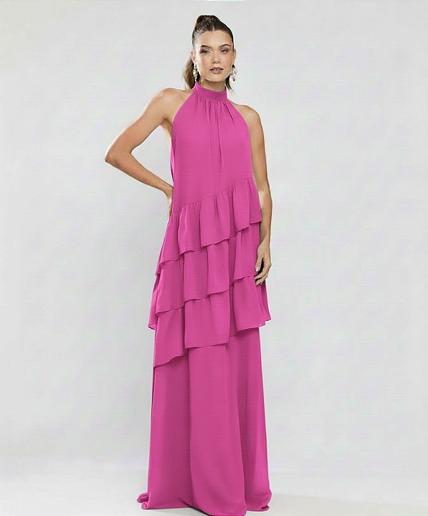 Vestido Jordana pink + Clutch Brinde