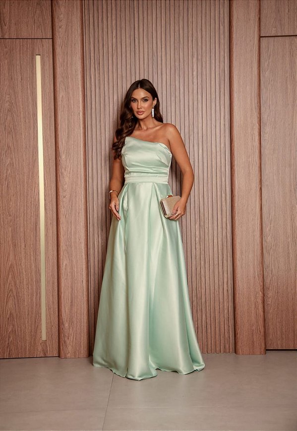 Vestido Penélope verde menta + Clutch Brinde