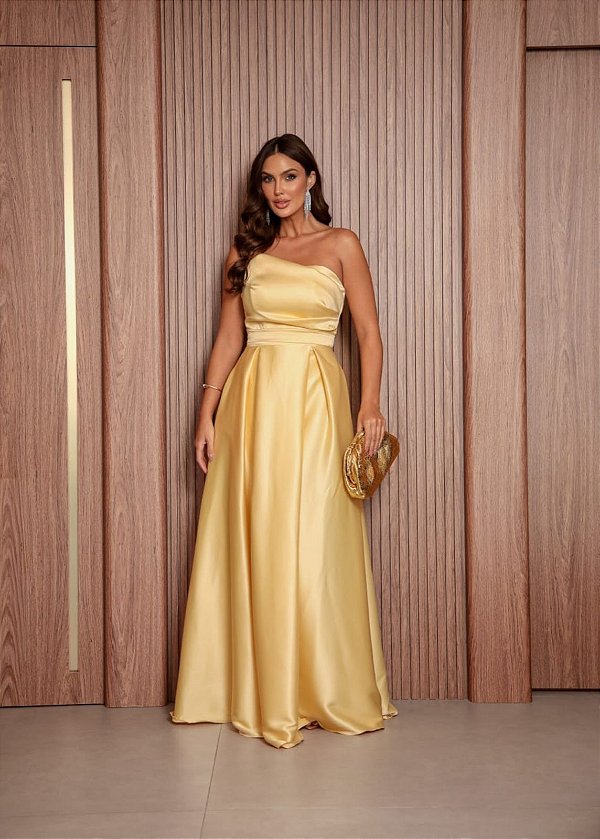 Vestido Penélope Amarelo + Clutch Brinde