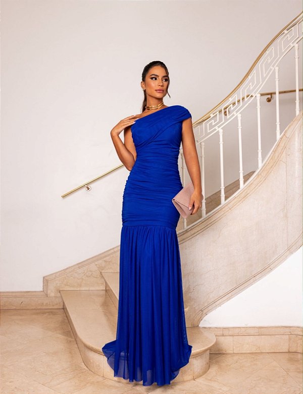 Vestido Alicia Azul royal + Clutch Brinde