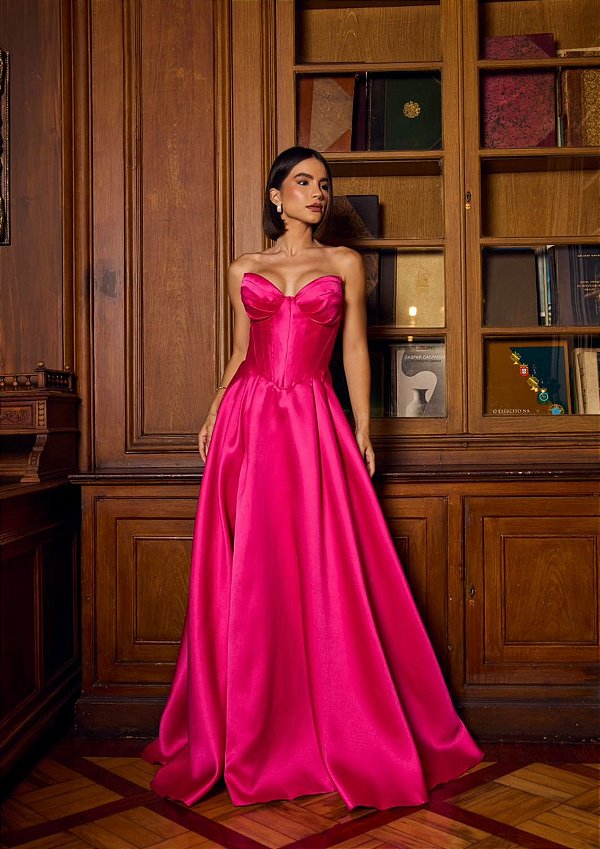 Vestido Karina Pink + Clutch Brinde