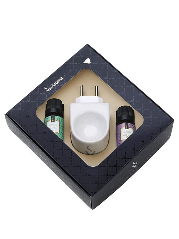 Kit presente aromatizador elétrico + essências bamboo/lavanda