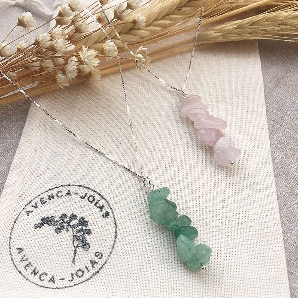 COLAR SEMENTES PEDRAS NATURAIS