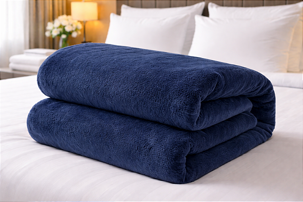 Cobertor de Microfibra Azul Solteiro Camesa 1,50m x 2,20m