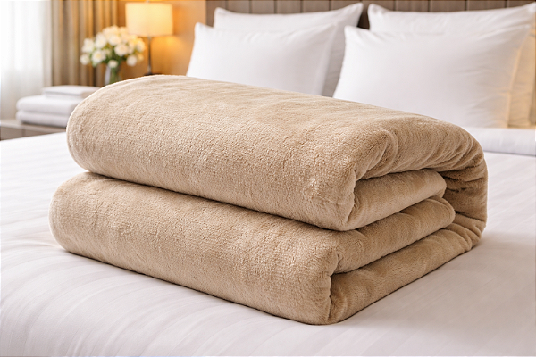 Cobertor de Microfibra Queen Bege Camesa 2,20 x 2,40m