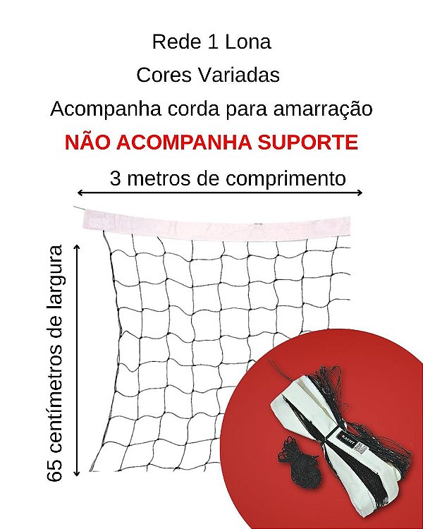Rede de Vôlei 3 Metros Recreação Kaemy
