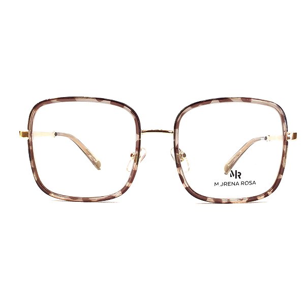 Óculos de Grau Feminino Morena Rosa Quadrado Dourado com Rajado 131/RX -  Ótica Bubo Bubo