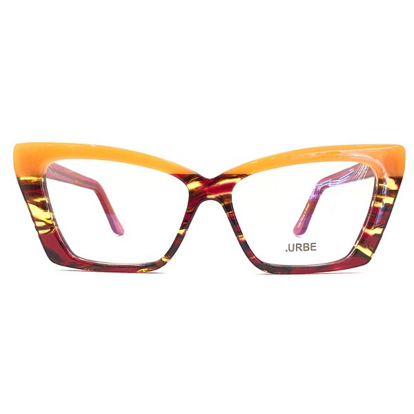 Oculos de Grau Feminino Verona laranja com Rajado Laranja e Vermelho