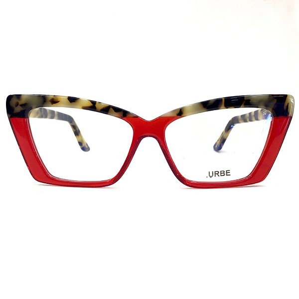 Óculos Urbe Verona 3483 Gatinho Tartaruga com Vermelho em Acetato Italiano