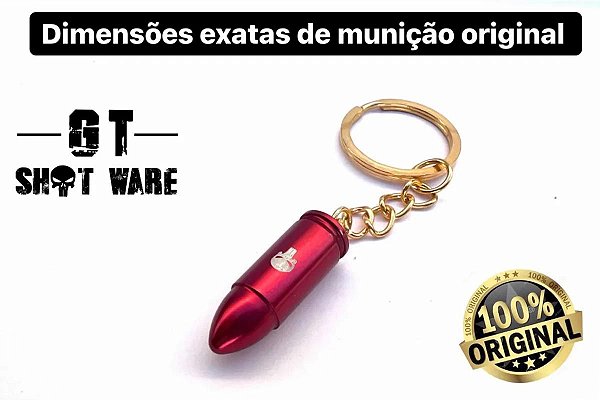 Chaveiro Munição 9mm Vermelho