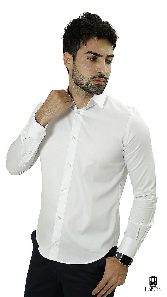 Camisa social masculina slim fit - Lisbon Store Moda Masculina
