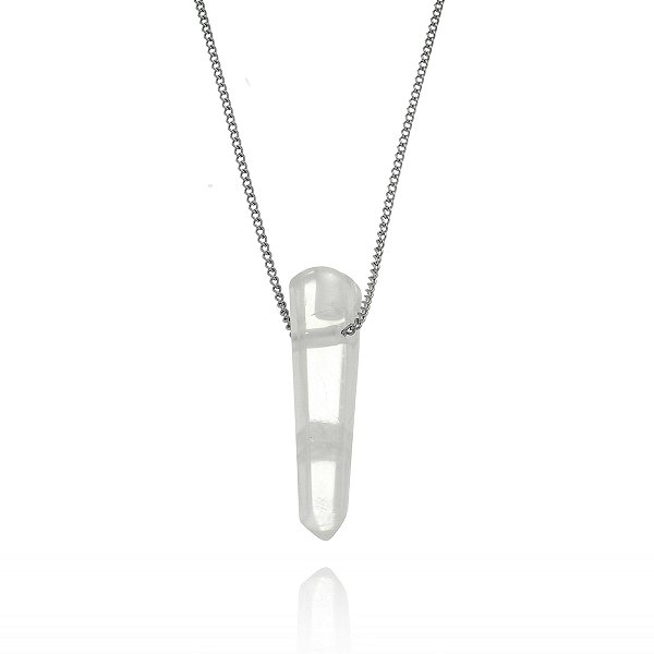 Cordão Difusor com Pedra Cristal em Aço Inox