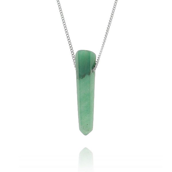 Colar Difusor Pedra Quartzo Verde em Aço Inox