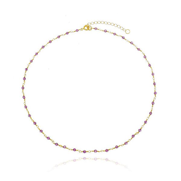 Colar de Pedra Ametista Banhado a Ouro