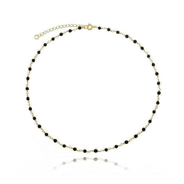 Colar de Pedra Onix Banhado a Ouro