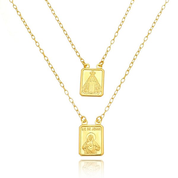 Escapulário Nossa Senhora Aparecida Banhado a Ouro