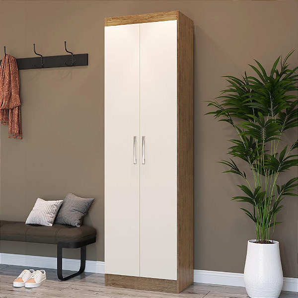 Armário Multiuso Ibiza 2 Portas 4 Prateleiras 4099 Off White/nogueira - Doripel
