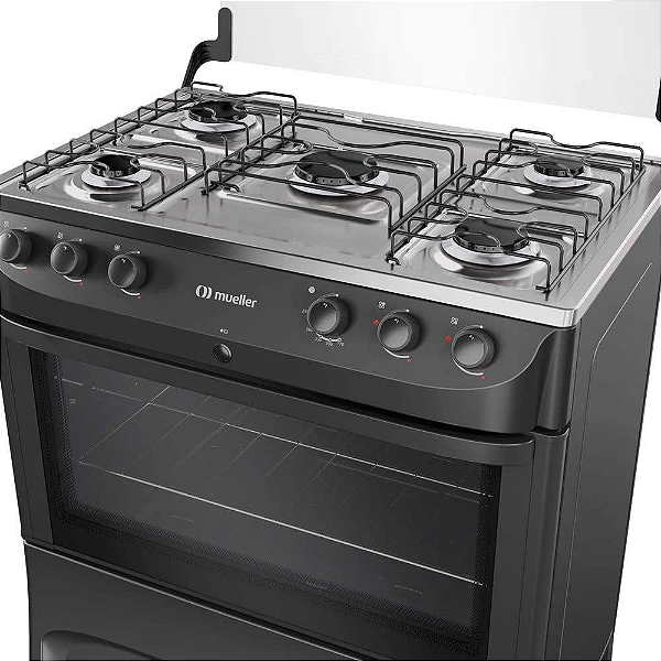 Fogão Mueller 5 bocas Preto Fosco com acendimento automático MFI5BB