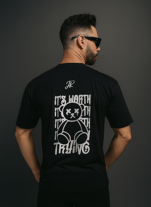 CAMISETA PRETA OVERSIZED BEAR