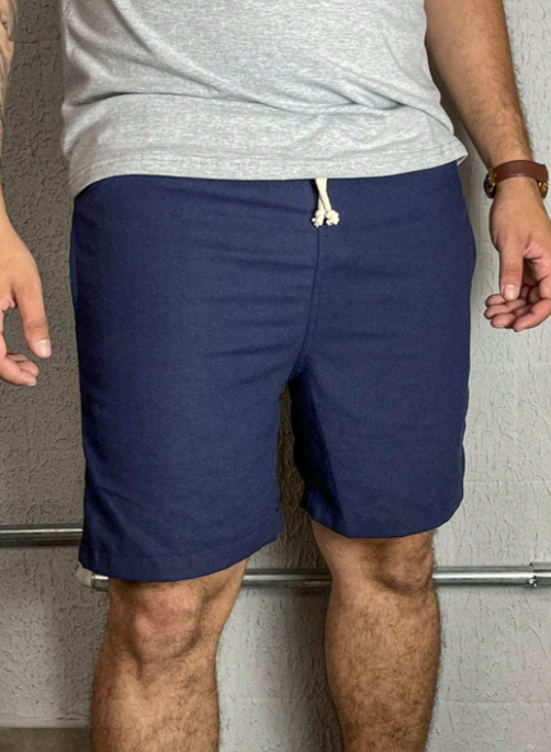 SHORTS EM LINHO PREMIUM - AZUL MARINHO