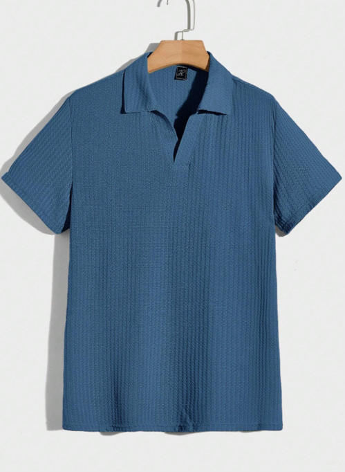 Camisa Polo Europeia Casual - Azul Acero