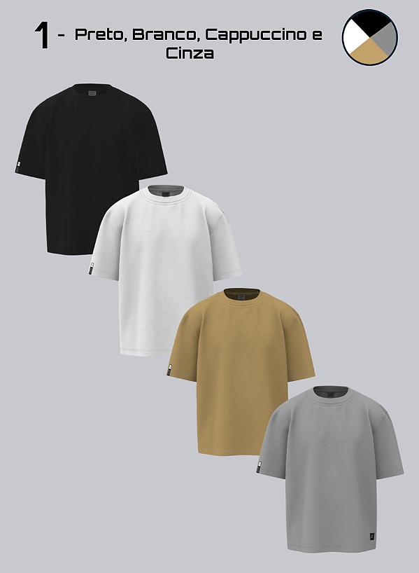 Kit 4 Camisetas Oversized Heavy - 250 g/m²
