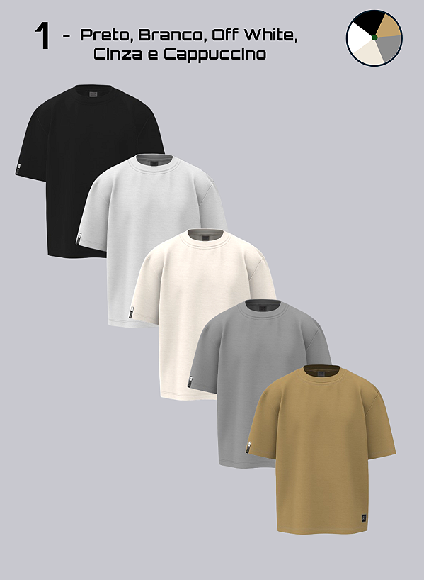 Kit 5 Camisetas Oversized Heavy - 250 g/m²