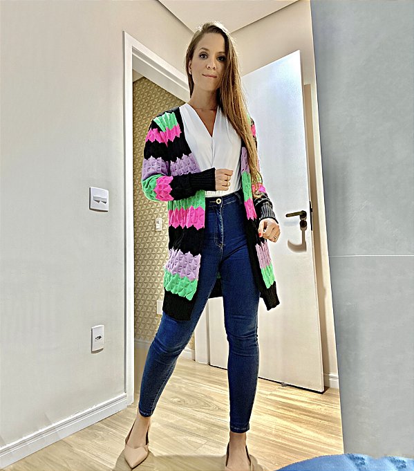 Cardigan Tricot Multicolor