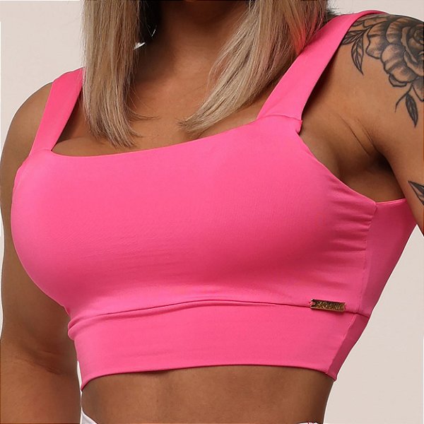 Top Faixa Rosa Neon Alças Fixas
